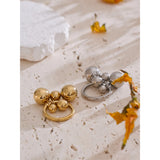 18K Gold Plated Stainless Steel Beads Ball Handmade Ring Trendy Charm Jewellery