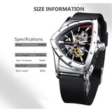 Top Brand Casual Sport Automatic Mechanical Men's Watches Triangle Silicone Strap Skeleton Hollow Racing Wristwatch