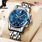 Top Brand Men's Stainless Steel Quartz Wristwatch Classic Business Casual High Quality Waterproof Wristwatch