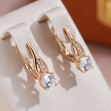 Awesome Filled 14K Rose Gold Personality Hollow Design AAA White Zircon Diamonds Earrings - Party  Jewellery