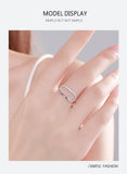 Simple Line Rectangle 925 Sterling Silver Clear AAAA Lab Created Diamonds Ring