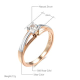 14K Gold Filled 2 tone Mix AAA Zircon Diamond Setting Solitaire Design Luxury Ring