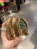 Fashionable Snake-Shape Zircon Diamonds Embedded Bracelet Ladies Watch Elegant Timepiece