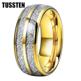 New Arrival Nice Bright Domed Polished Finish Meteorite Tungsten Wedding Ring  Comfort Fit Men Women Ring - The Jewellery Supermarket