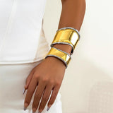 Vintage Geometric Exaggerated Punk Mix Colour Irregular Wide Cuff Open Metal Bangles Bracelets for Women