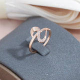 New Design Fashion Rolled 14K Rose Gold White AAA Zircon Diamonds Geometric Ring,  High Quality Fine Jewellery