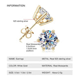 Fantastic 18K Yellow Gold Plated 0.5-2ct Moissanite Diamonds Stud Earrings 925 Silver Luxury Fine Jewellery with GRA - The Jewellery Supermarket