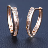 Latest Fashion Charming Filled 14K Rose Gold AAA Zircon Diamonds Hoop Earrings - Fine Jewellery For Women