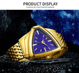 New Men's Watches Triangle Design Personality Top Brand Luxury Fashion Stainless Steel Golden Quartz Wristwatch