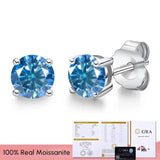 Real 0.1-3CT Moissanite Diamond Stud Earrings Silver Platinum Plated  Fine Jewelry