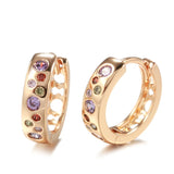 14K Filled Gold New Multi Colours AAA Zircon Hoops  Fashion Buckle Daily Earrings