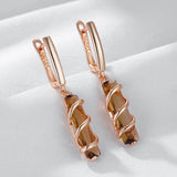 14K Gold Filled Fashion Light Brown AAA Zircon Crystals Unique Square Drop Earrings
