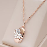 14K Rolled Gold Fashion Silver Color Mix Hollow Rose Flower Pendant Necklace for Women