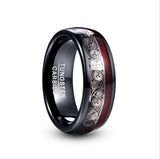 New Arrival 8mm Wide Black Inlay Triple Spiral Pattern+Red Guitar String Tungsten Carbide Ring
