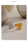 18K Gold Plated Stylish Adjustable Stainless Steel AAA Zirconia Diamonds Heart Snake Ring