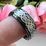 New Stepped Edges Laser Engraved Comfort Fit Men Women Tungsten Wedding Ring
