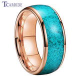 Turquoise Domed Polished Finish 4/6/8MM Tungsten Engagement Wedding Rings