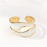 New Wave Design Elegant Black/White Enamel Versatile Rings for Women