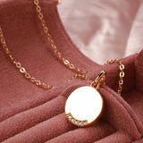 Glossy Coin Shape Simple Fashion 14K Filled Rose Gold AAA Zircon Diamonds Pendant Necklace - Fine Jewellery