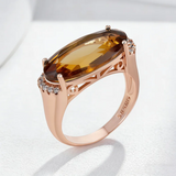 14K Gold Filled Brown Blue Red Grey Oval AAA Zircon Crystals Luxury Big Rings