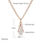 Luxury Drop Shape 14K Filled Rose Gold AAA White Zircon Diamonds Elegant Geometric Necklace - Fine  Jewellery