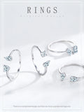 Fashion 925 Silver Sparkling Geometric AAAA Lab Created Diamond Opening Rings