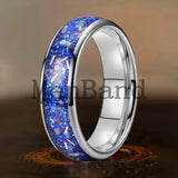 True Blue Galaxy Opal Inlaid Dome Polished 4MM 6MM 8MM Tungsten Men Women Rings