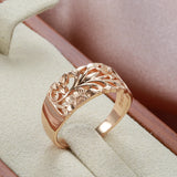 14K Gold Filled Exquisite Hollow Embossed Flowers Fashion Geometric Charm Rings