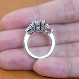 3 Stone 3 Carat D Colour Marquise Cut Moissanite Diamond Ring S925 Silver Wedding Engagement Certified Jewellery