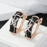 14 Karat Gold Filled Silver Mix Black Ceramics Dangle Earrings Unique Jewellery