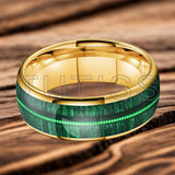 Dome Polishing Inlaid Green Wood Guitar String 6/8mm Men's Women's Tungsten Rings