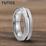 Center Groove Brushed Finish Shiny 6mm Gold Colour Tungsten Wedding Rings for Men Women