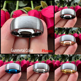 Domed Brushed Multicolor 6mm 8mm Tungsten Engagement Wedding Rings For Women Men