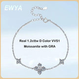 Real GRA Certified 1.2cttw D Colour Moissanite Diamond Hand Link Bracelet for Women Girl - Silver Fine Jewellery - The Jewellery Supermarket