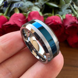 Beveled Brushed Polished Finish 8mm Men Women Two Tone Tungsten Wedding Rings