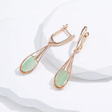 Adorable 14K Rolled Gold Emerald Green Long Drop AAA Zircon Crystal Earrings