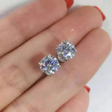 Sparkling 6.5mm1 ct Original D VVS1 Moissanite Diamonds Four Claw Stud Earrings