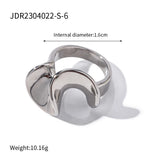 18K Gold Plated Stainless Steel Geometric Fashion Ring With Zircon Crystals Charm Jewellery
