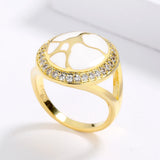 Sparkling AAA Zircon Diamonds Antique Look Elegant Handmade Enamel Oriental Rings