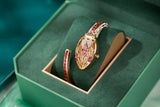 Fashion Snake Bling Watch Bracelet Copper Inlaid Rhinestones Cuff Bangle For Women