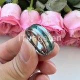 New Deer Antler Opal Stepped Special Brushed Finish Tungsten Ring for Men Women