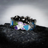 Exquisite Handmade AAA Zircon Diamonds Enamel Blue Butterfly Flower Silver Ring