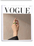 14K Gold Plated Stainless Steel Green Natural Stone AAA Zirconia Water Drop Geometric Ring