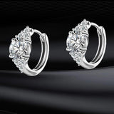 Charming 1 Carat VVS1 D Colour Moissanite Diamonds Ring Buckle Earrings, Simple and Fashionable Fine Jewellery