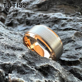 Stepped Beveled Brushed Finish 10MM Classic Men Women Tungsten Carbide Rings