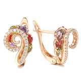 14 Karat Luxury Geometric Spire Multicolor AAA Zircon Diamonds Cute Women's Earrings