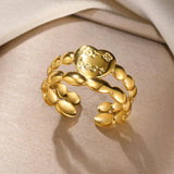 New in Stainless Steel Rings For Women Girls - Butterfly Heart Round 18K Gold Colour Minimalist Cute Oval Rings - The Jewellery Supermarket