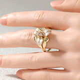 Elegant Delicate Hadmade Enamel Lily Artistic Golden Colour Charm Vintage Ring