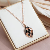 Luxury Rolled 14K Rose Gold Black AAA Zircon Full Paved Pendant Necklace For Women - Party Fine Jewellery