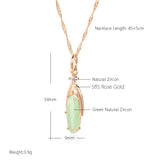 Personality 14K Filled Rose Gold Oval Mist Green AAA Zircon Pendant - Luxury Necklace for Women Party Jewellery